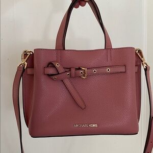 SOLD!Michael Kors Emilia Small Pebbled Leather Satchel Bag in Rose, Retails $498
